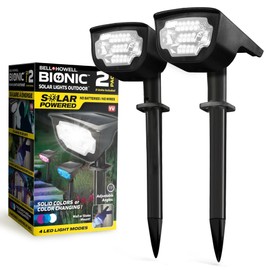 Bell+Howell Solar Lights Outdoor Bionic Burst Waterproof IP67 Path Lights, Landscape Outdoor Solar Lights for Yard Auto On/Off LED Bulbs, Wireless, Multicolor, Adjustable Light 2 Pieces