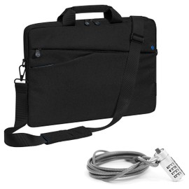PEDEA "Fashion" Laptop Bag up to 13.3 Inches (33.8 cm) Shoulder Bag with Shoulder Strap Including Notebook Lock Black/Blue