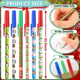 JANYUN Christmas Pens, 26 Pcs Cute Cartoon Holiday Ballpoint Gel Ink Pens Bulk Retractable Christmas Stick Pens for Adults Party Gifts School Office Writing Stationary Home Supplies