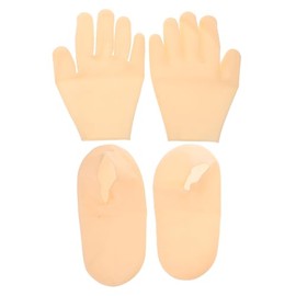 Calcetines Hidratantes Para Pies Secos y Guantes Hidratantes Para Manos, , Talla Única, Exfoliación y Penetración Profunda, Para Cuidado Nocturno y Piel Sensible, Silicona Forro De Gel, Color Piel