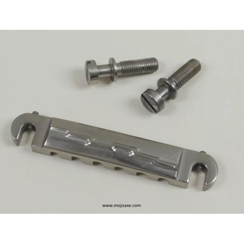 MojoAxe LEFT HAND Lightning Bolt Wraparound Bridge, lightweight, AGED NICKEL,