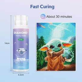 NAIMOER Diamond Painting Glue 360ML, DIY Diamond Painting Art Sealer with Sponge Head, 5D Diamond Painting Accessories Permanent Hold Shine Effect Sealer for Diamond Painting & Puzzle Glue
