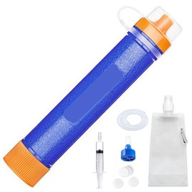 Personal Water Filter Straw 3-Stage Filtration Portable Gear for Drinking Camping Hiking Hunting and Emergency Preparedness