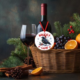 Funny Christmas Ornaments, F-Caw-F Chicken Ornaments, Funny White Elephant Gag Gifts, Unique for Chickens Lovers, Adults, Women, Farmhouse Xmas Hanging Decorations (Crow)