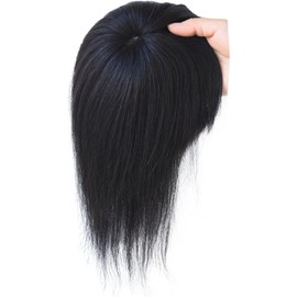 Air bangs simulate natural invisibility for covering white hair and top replacement (Black, 35cm)