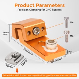 Aluminum Tiger Claw – Compatible with 3018 Pro Max/3018 Pro Ultra CNC Machine, T-Track & Perforated Worktables – Ideal for Secure CNC Machining, Low Profile Side Clamps for CNC Router
