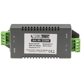 ChiliTec Amplifier Bluetooth 4-Channel + AUX IN 4x 15 Watt Mini Built-in 12 V Bluetooth Receiver with Amplifier Output for Kitchen Office Living Room