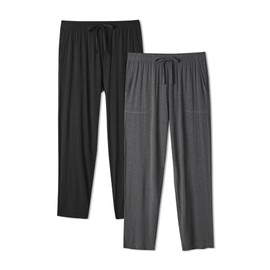 DAVID ARCHY Mens Pajama Pants Bamboo Rayon Lightweight Knit Sleep Bottoms, Soft Lounge Pants with Pockets PJs, 2 Pack