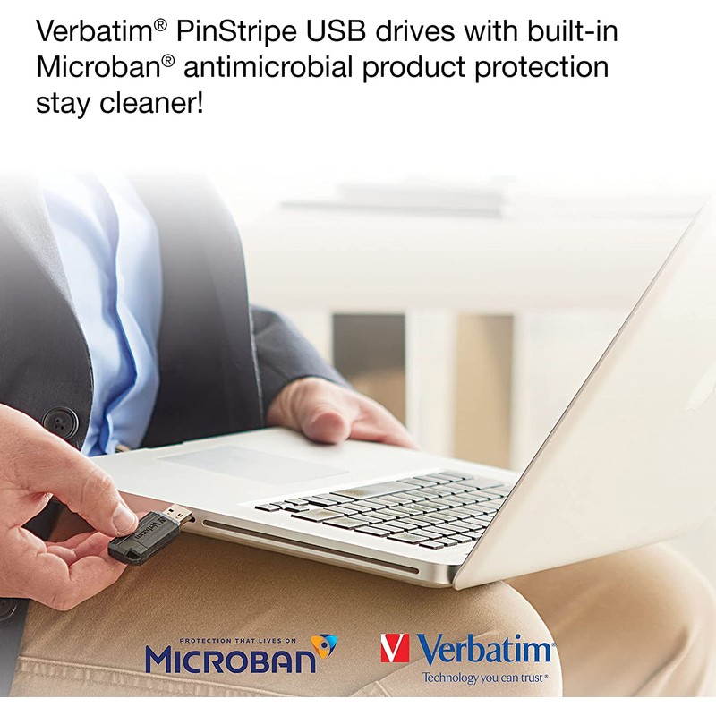 Verbatim Pinstripe 32 GB USB 2.0 Flash Drive, Black 49064