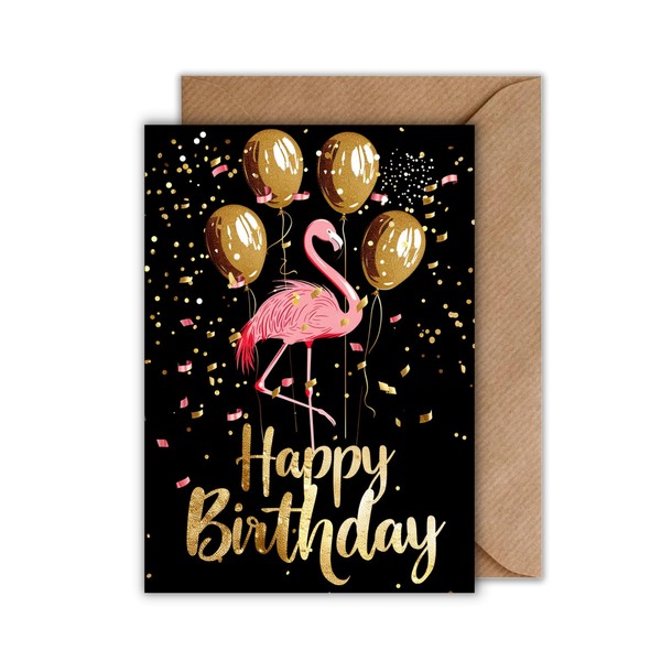 WBdesignz Birthday Card with Envelope - Elegant Birthday Card Flamingo