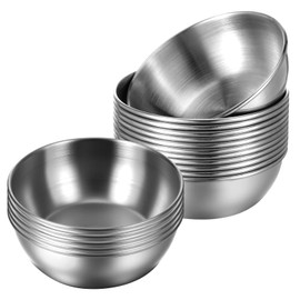 Yuanchu 16 Pack 3.5inch Stainless Steel Sauce Dishes, Mini Individual Saucers Bowl Round Seasoning Bowls Small Metal Prep Dish Ingredient Cups for Prep Soy Sauce Salsa Condiments Appetizers