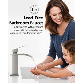 GBBNE Waterfall Bathroom Faucet 1 Hole, Single Hole Bathroom Faucet, Single Handle Vanity Sink Faucet with Deck Plate, Pop-up Drain & Supply Lines, Brushed Nickel