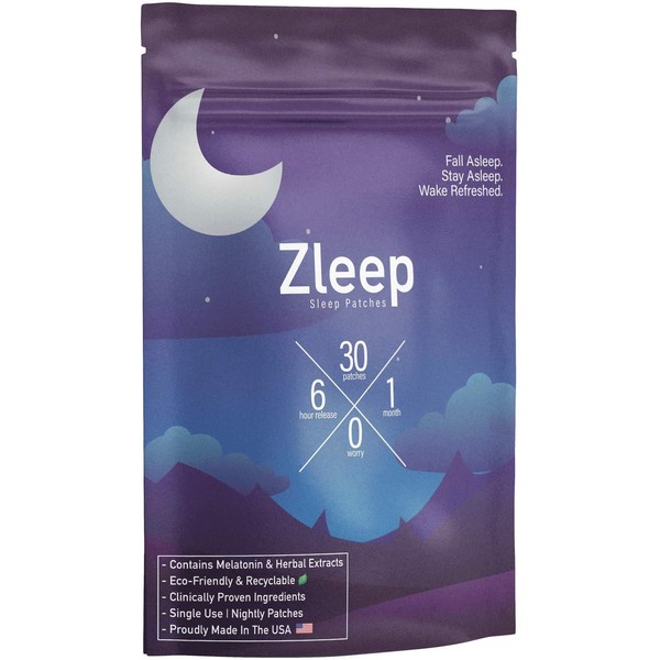 Zleep - Sleep Patches w/Dream Complex and Melatonin to Promote Quality Sleep and Reduce Tiredness, 30 Patches Per Pack