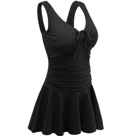 AONTUS One Piece Tummy Control Swimwear Women's Adult Plus Size Vintage Ladies Swimsuits L