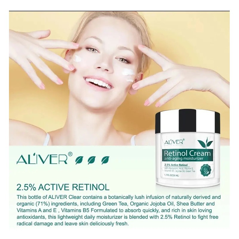 Crema Retinol Aliver 50ml Antiedad Noche Hipoalergénica Para Rostro