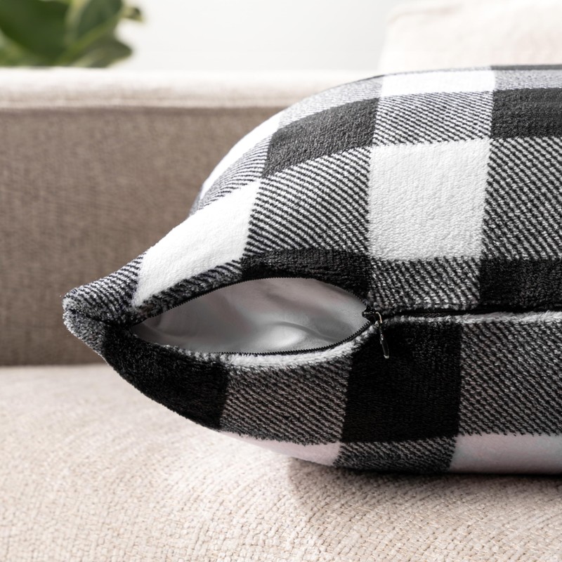 PAVILIA Checker Plaid Throw Pillow Covers 18x18 Set of 2,