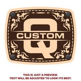 CityLocs Custom Initials Hat with Engraved Leather Patch - Letter: Q, Hat Color: Black Snapback