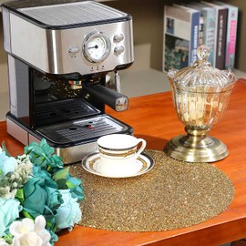 4 Pieces Round Rhinestone Placemat 15 Inch Glam Place Mats Bling Placemat Decorative Table Mats for Kitchen Wedding Banquets (Gold)