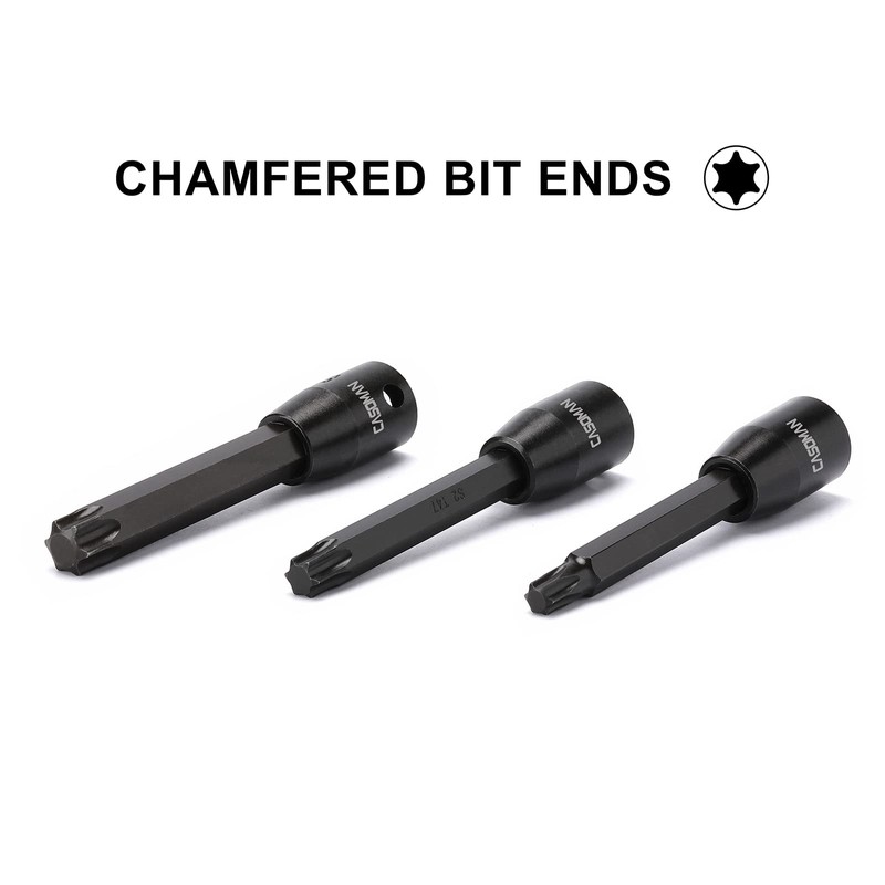 CASOMAN 8 Piece 3/8” Drive Extra Long Torx Star Bit