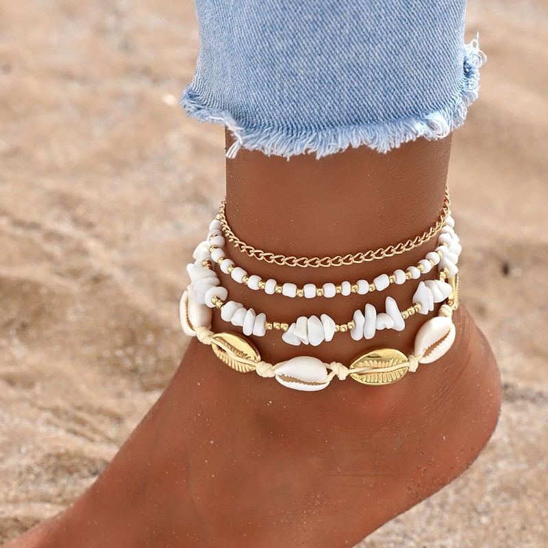 Beach Anklets for Women Boho Beaded Ankle Bracelets Set Adjustable