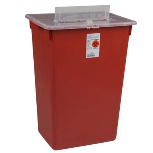 Covidien 31143665 Sharps-A-Gator Sharps Container, Slide Lid, 10 gal Capacity, Red (Pack of 6)