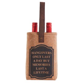Up-Cycled Canvas 2 Bottle Wine Bag Carrier MEMORIES