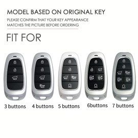 ontto Leather Car key fob cover fit for Hyundai Tucson NX4 Ioniq 5 Nexo Solaris Santa Fe TM Sonata DN8 2020-2022 Keychain Keyring Accessories remote key case key holder Protector Blue