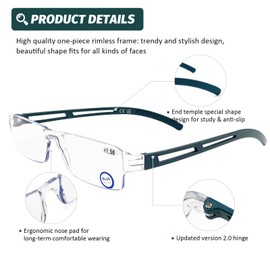 DOOViC 5 Pack Blue Light Reading Glasses One-Piece Design Blue Blocking Computer Readers for Men Women Unisex UV Protection +4.00