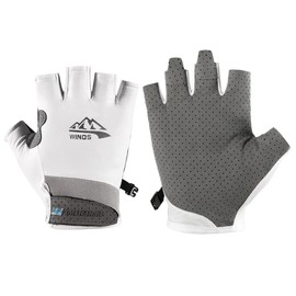 SUJAYU UV Protection Gloves Women Men, Fingerless Driving Gloves Fishing Gloves Sailing Gloves Kayak Gloves Paddling Gloves Rowing Gloves, UV Gloves Sun Gloves Sun Protection Gloves (White, Large)