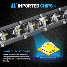 Jumpdy 7 Inch LED Light bar Single Row Slim 40W Spot Flood Combo with Small Light Super Bright Driving Fog Lamp Compatible for Truck SUV ATV UTV