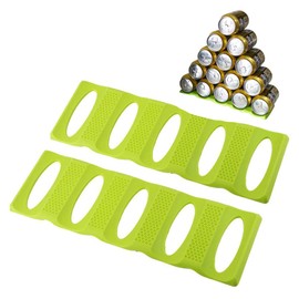 Webake 2 pack Bottle Stacking Mat, Foldable Silicone Bottle and Can Stacker, Can Holder Rack Space Saver Organizer for Refrigerator, Pantry, Countertop, Cabinet (Green)