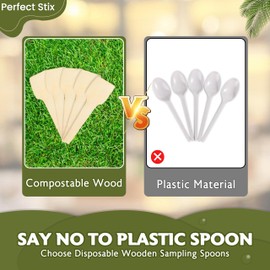 2.75" Disposable Wooden Taster and Sampling Spoons - Pack of 500ct