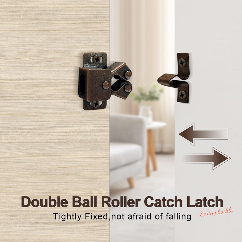 10PCS Cabinet Latch Double Roller Catch Hardware Catches Cabinet Latch