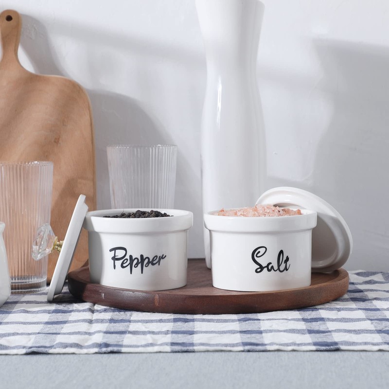 HAOTOP Salt and Pepper Bowls with Crystal Lid, 12.5 oz
