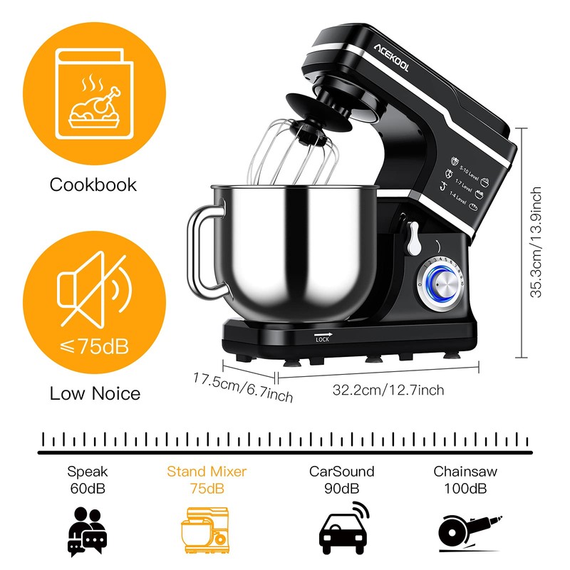 Stand Mixer, 7.5QT Kitchen Electric Food Mixer 10-Speed Tilt-Head Dough