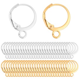Mabor 100 Pcs Earring Hooks for Jewelry Making Anti Allergenic Leverback Earring Hooks Hoop Earring Findings French Ear Wire Lever Back Earwire for Jewelry Making Crafting(Gold, Silver)