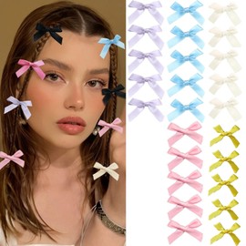 50 Pcs Hair Bows Set,cut hair bows,Full Ribbon Covered Clips,2 Inch Small Hair Clips for Fine Baby Hair,Perfect for Infants, Toddlers and Young Girls(Pink/yellow/purple/blue/cream) each color 10pcs