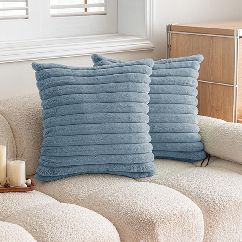 Faux Fur Throw Pillow Covers – Set of 2 Plush