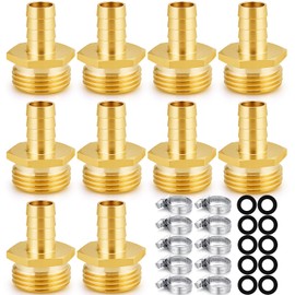 SIGURANTA 1/2“ male hose fittings - Brass GHT Thread Spigot Connector | Outdoor Water Hose Fitting for Sprinkler Gun Connection | Garden Hose End Adapter (1/2" MHT Barb Fitting 10PCS)