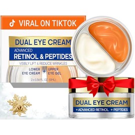 Crema de ojos doble con retinol avanzado, péptidos, cafeína para ojos hinchados y ojeras, arrugas, antienvejecimiento, tratamiento de bolsas debajo de
