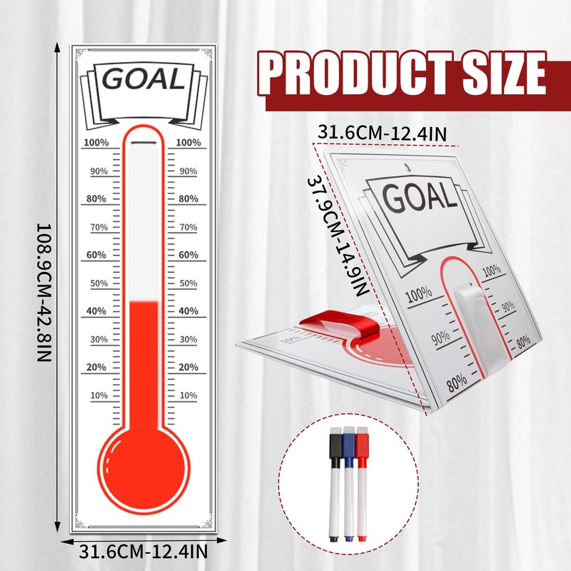Dry Erase Goal Tracking Thermometer 46"x12" - Corporate Sales Board