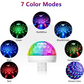 USB Mini Disco Ball Light, Pack of 3 DJ Ball USB Party Flash Light, RGB Mini Disco Light with 3 Adapters, Mini Music Controlled Party Light, Mini Disco Ball, Mood Light, Party Decoration for Birthday