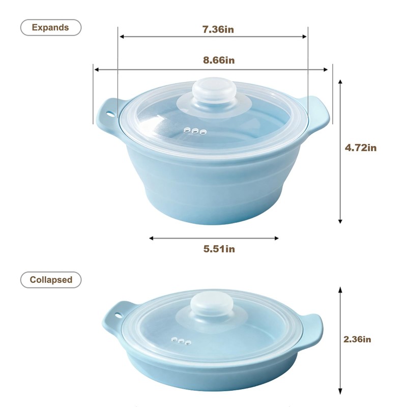42oz Silicone Microwave Steamer For Cooking, Collapsible Food Steamer For