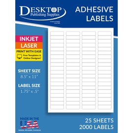 80up 1 3/4" x 1/2" Return Address Labels - 25 Sheets / 2000 Labels