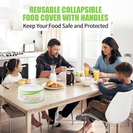 5 Pack Pop Up Food Covers, Large Food Net Cover in 3 Sizes Reusable Collapsible Food Cover Protectors for Outdoors Parties Picnics BBQs, Keep Out Flies Bugs Mosquitoes (Multi-Colors)