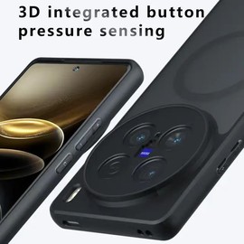 JNERBUYI Protective Case for Vivo X90 Pro 5G, Magnetic Cover Connects Car mount, Supports Wireless Charging. Matte Anti-fingerprint Case.
