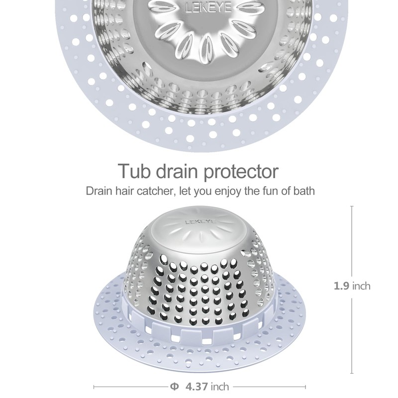 LEKEYE Shower Drain Hair Catcher/Bathtub Drain Cover/Drain Protector for Pop-Up