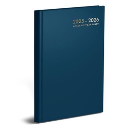 2025-2026 A5 Academic Diary, Week to View, Hardback Diary School Office Mid Year Teacher Student Casebound (Navy Blue)