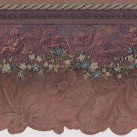 Concord Wallcoverings Wallpaper Border Elegant Floral Vine Pattern for Kitchen Bedroom Living Room Bathroom, Purple Blue Brown Beige, 5.25 Inches by 15 Feet 87968DC