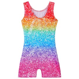 BAOHULU Gymnastics Leotards for Girls Kids Sparkle Tank Biketards with Shorts Dance Outfit B403_RainbowDots_130